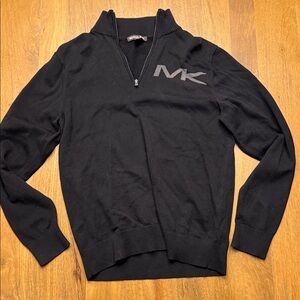 Michael Kors Black Zip-Up Sweater with Gray Logo